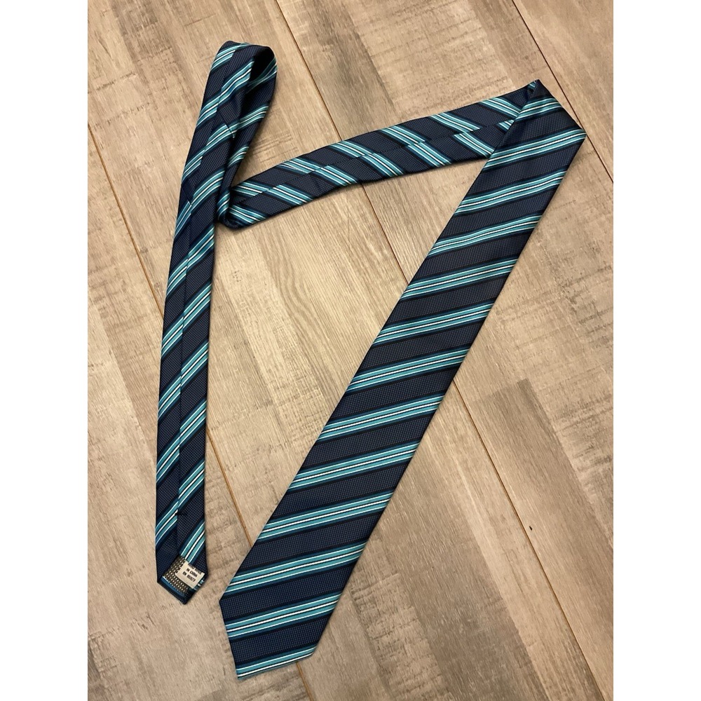 Saddlebred Men's Classic‎ Stripe Pattern Pointed Tie Blue